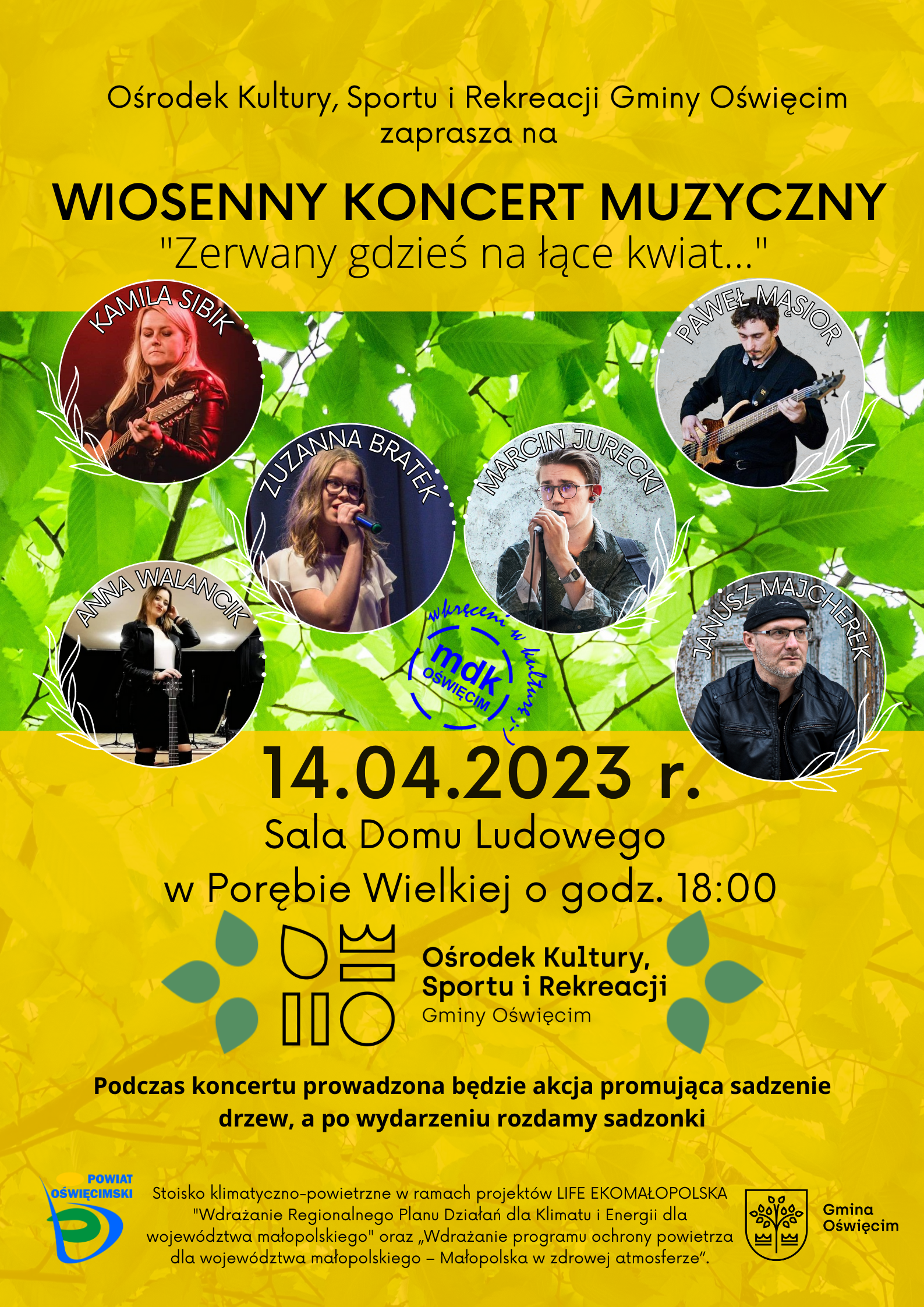 Plakat reklamujący Wiosenny Koncert Muzyczny