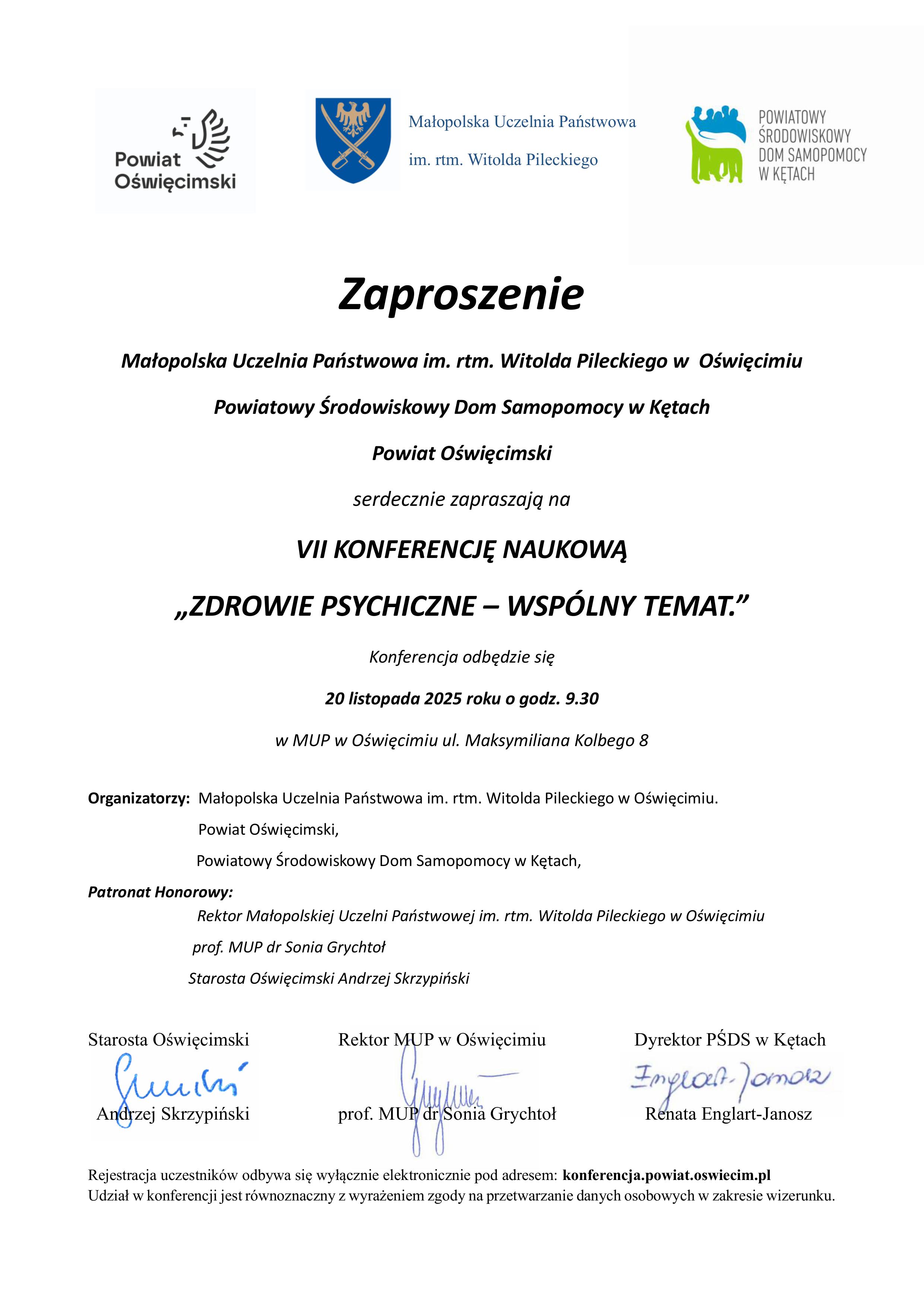 Grafika z informacją o konferencji naukowej w Oświęcimiu