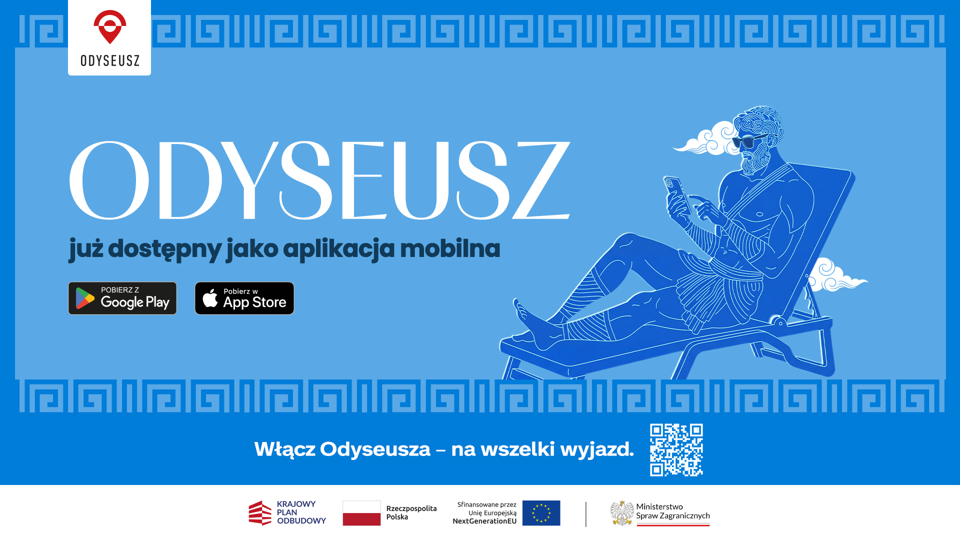 Grafika z tekstem zachęcającym do pobrania aplikacji Odyseusz