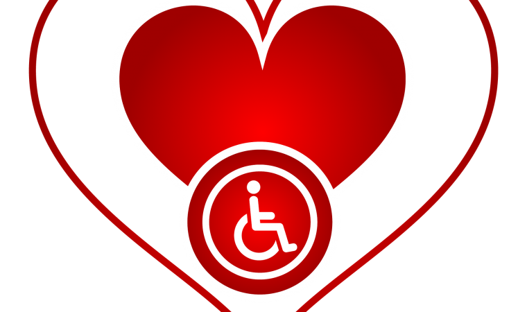 Grafika wózek inwalidzki i serce