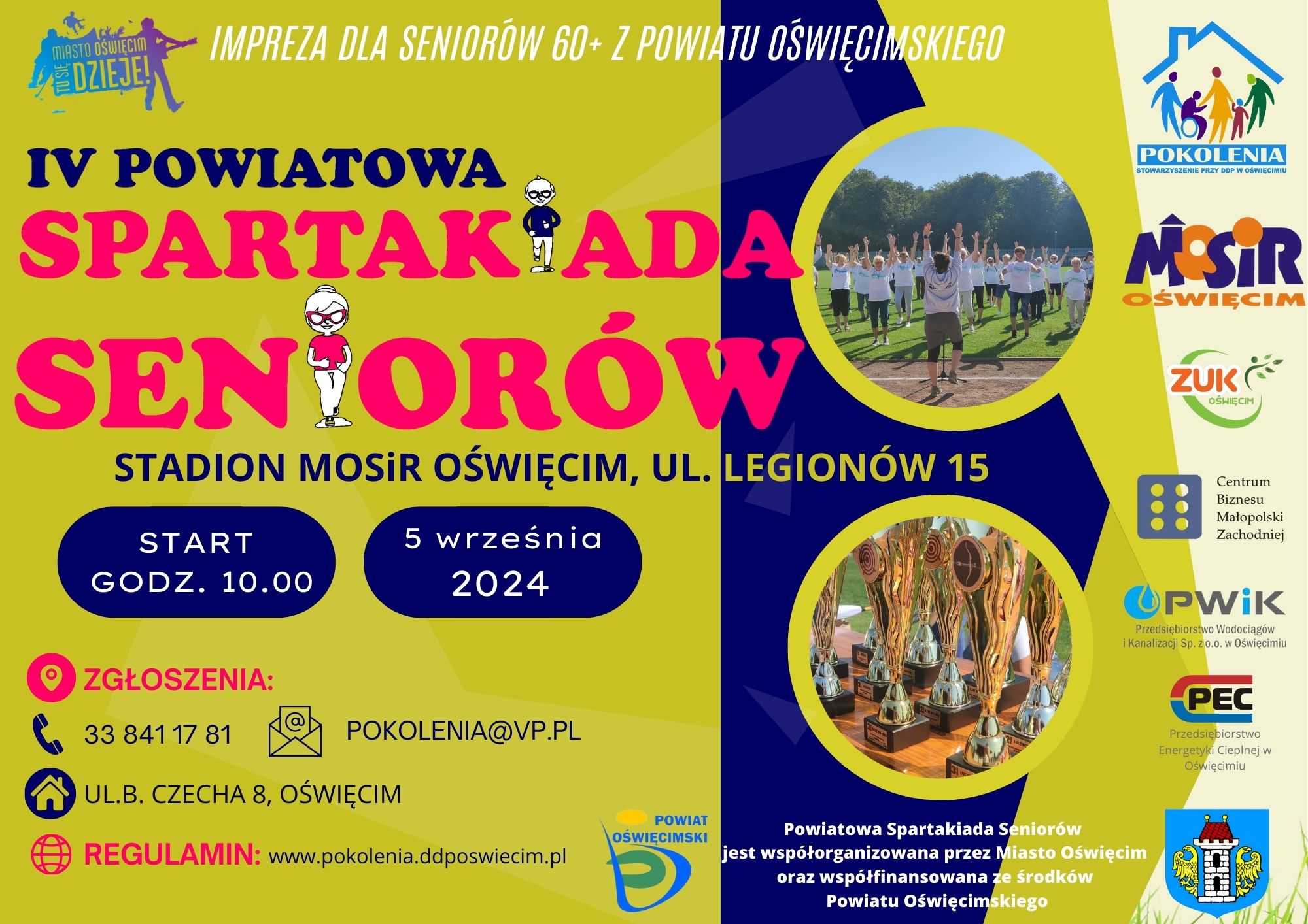 Plakat zachęcający do zapisów na IV Powiatową Spartakiadę Seniorów