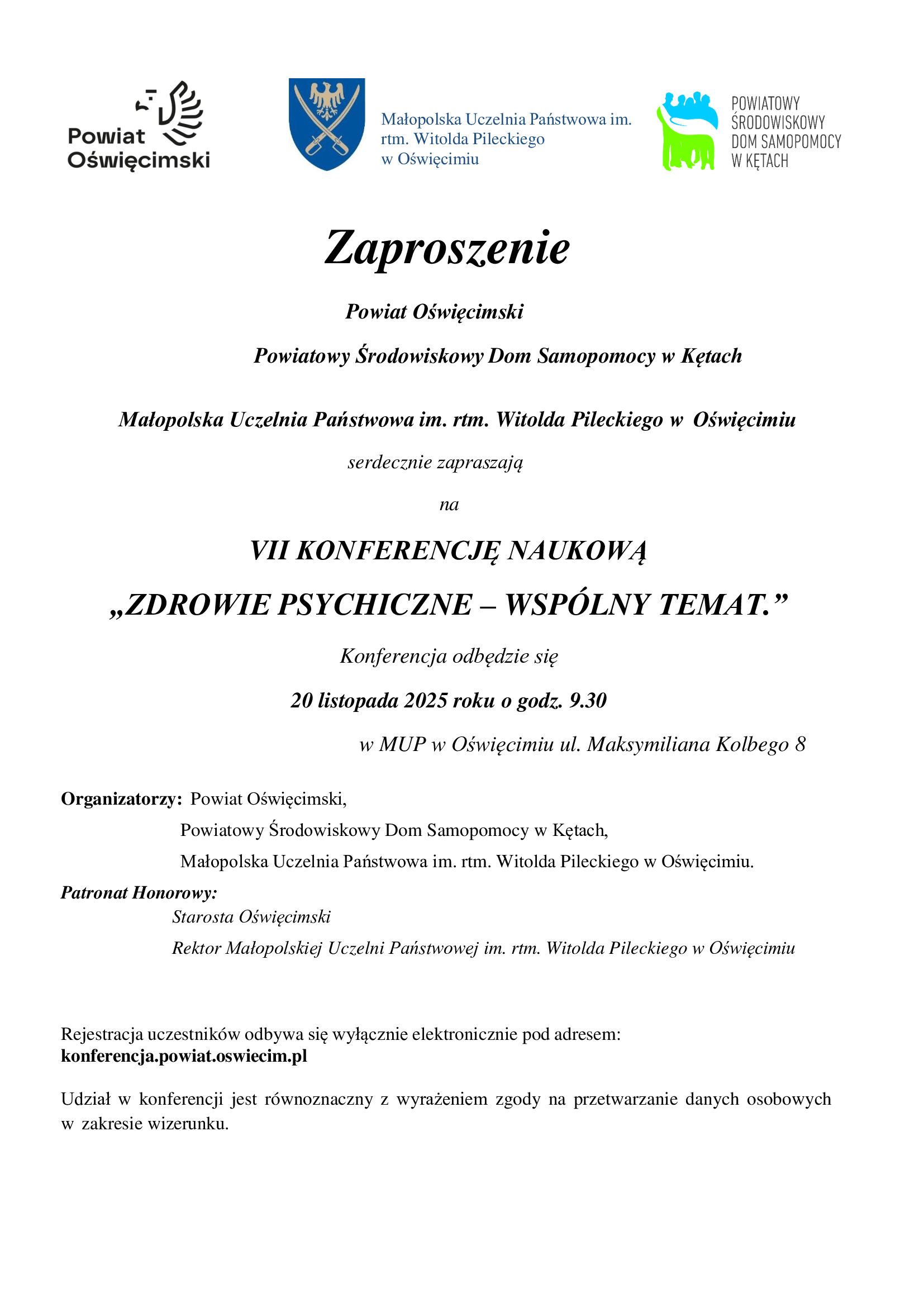 Grafika z informacją o konferencji naukowej w Oświęcimiu