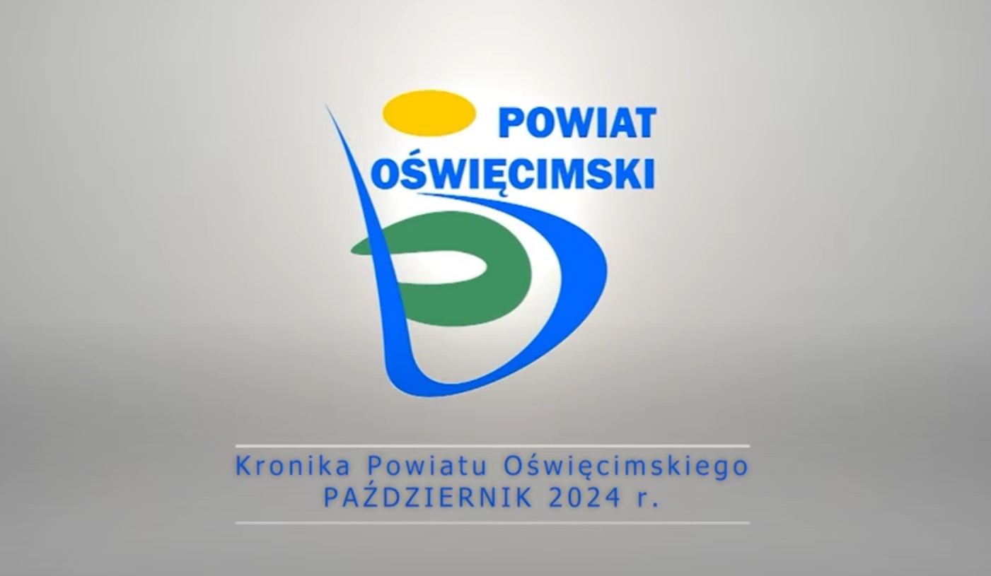 Szara grafika z napisem Kronika Powiatu Oświęcimskiego Październik 2024