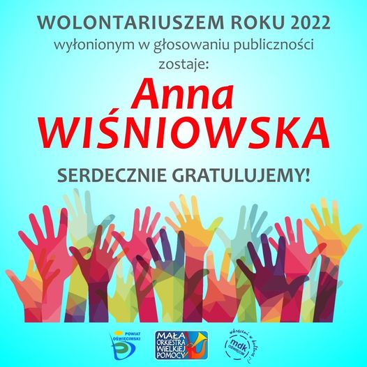 Grafika z nazwiskiem zwycięzcy głosowania internetowego