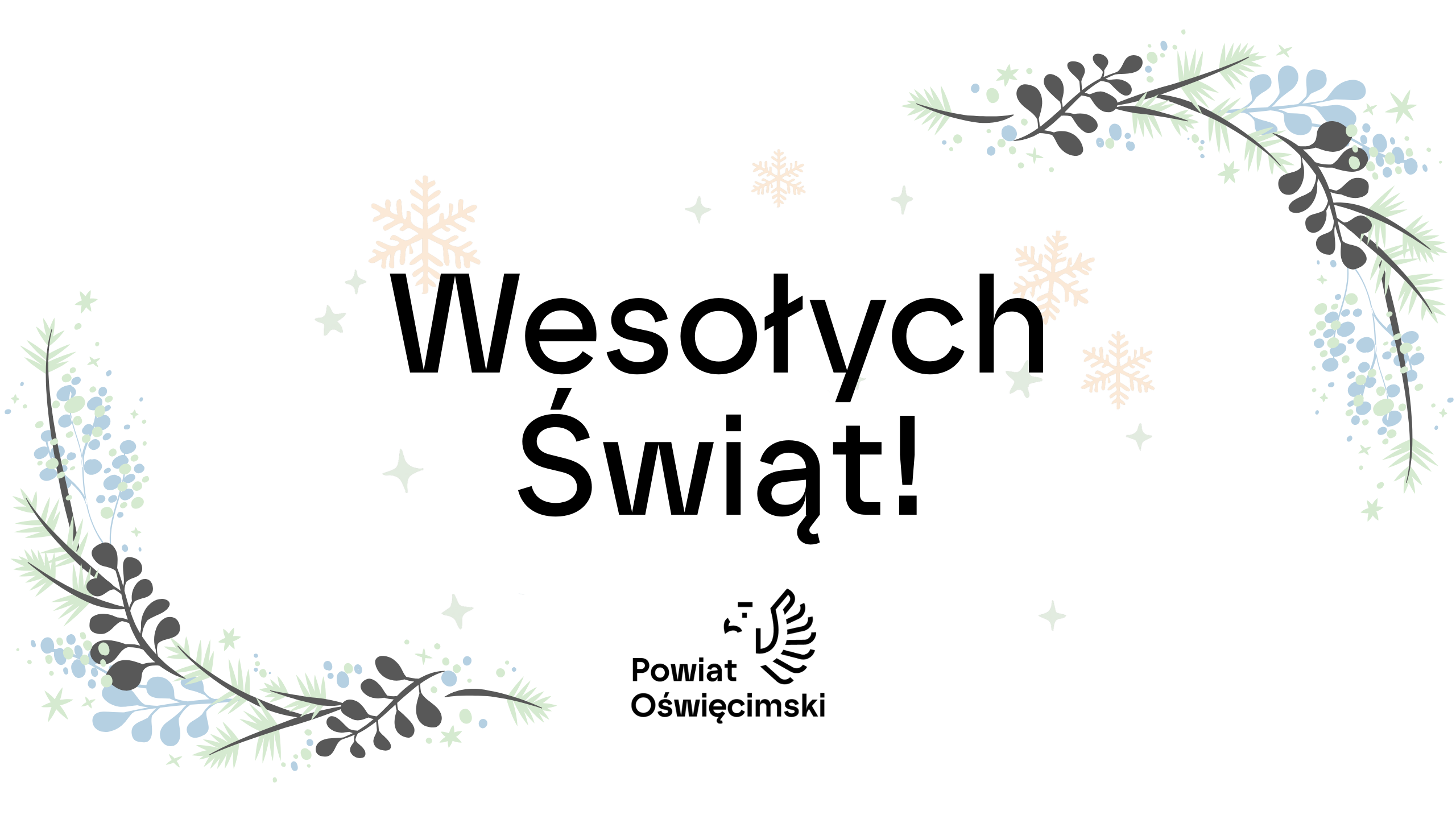 Pamiątkowe zdjęcie włodarzy Powiatu, prowadzącej program i przedszkolaków w świątecznym anturażu