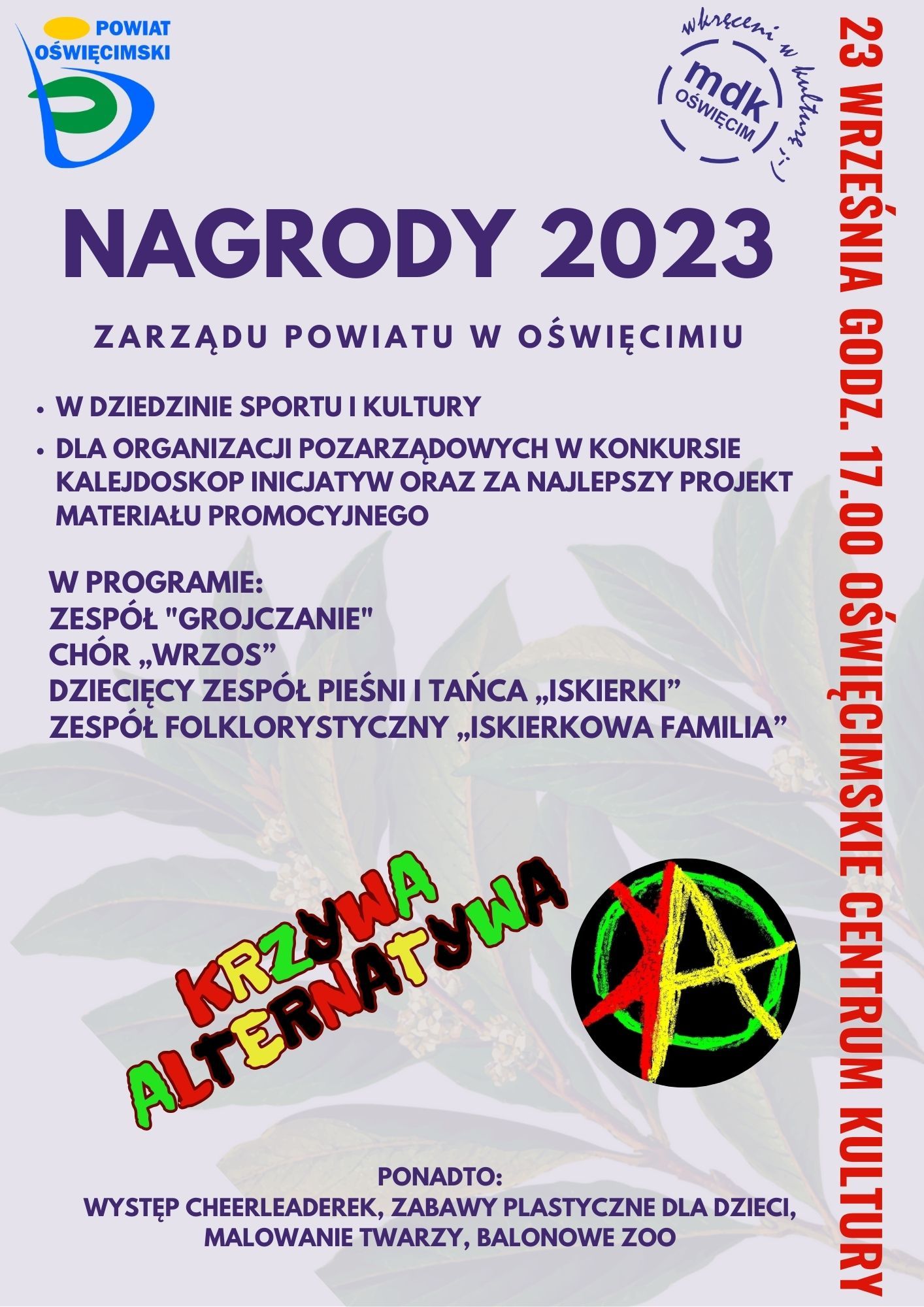 Plakat z programem gali