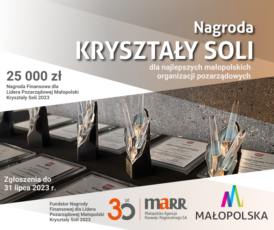 Grafika zachęcająca do zgłaszania kandydatur w konkursie Kryształy Soli