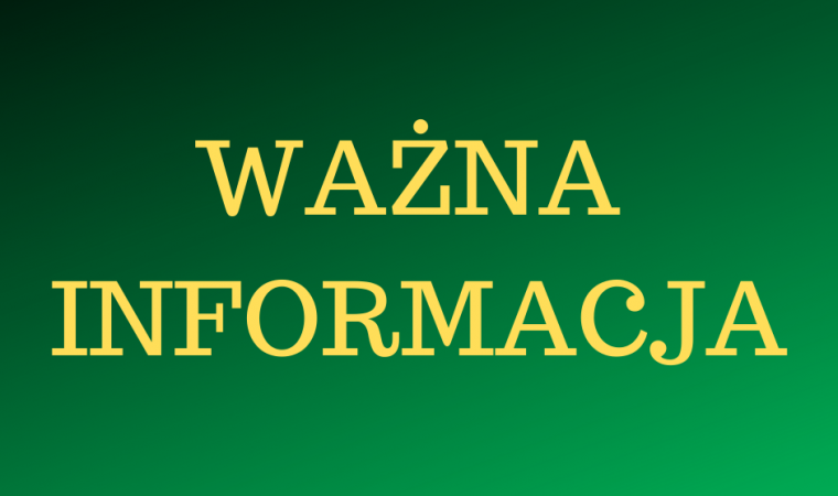 Baner z tekstem: Ważna informacja