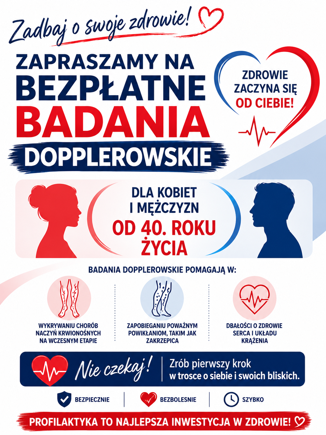 Grafika zachęcająca do skorzystania z bezpłatnych badań dopplerowskich