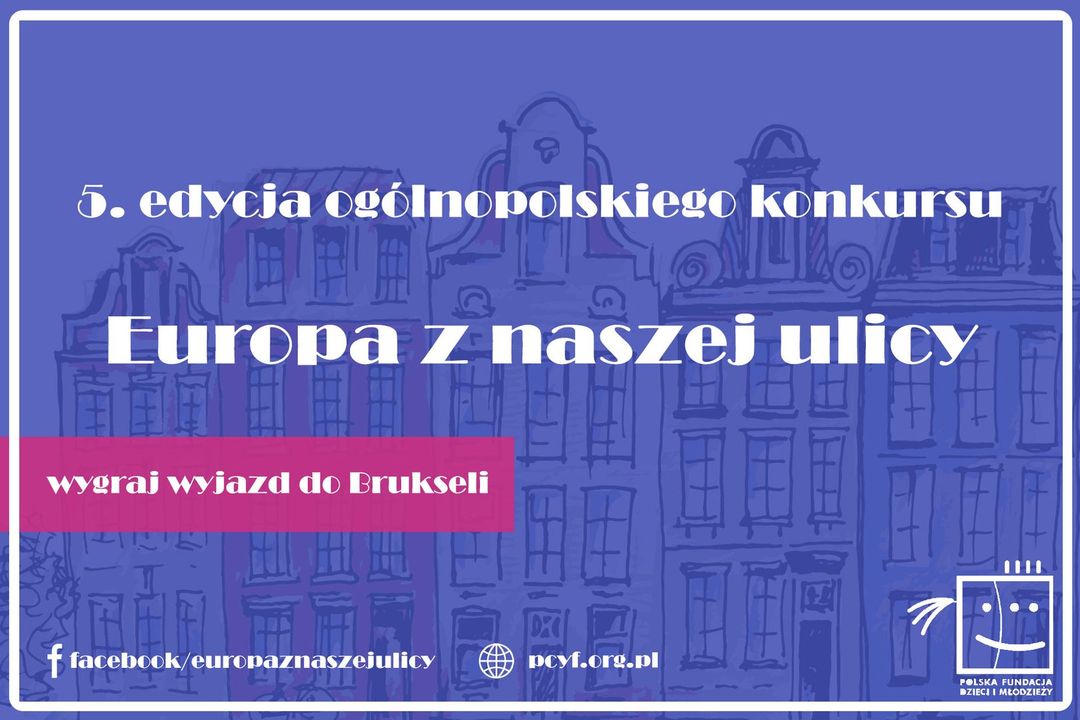 Grafika z nazwą konkursu. Na niebieskim tle secesyjne kamienice.