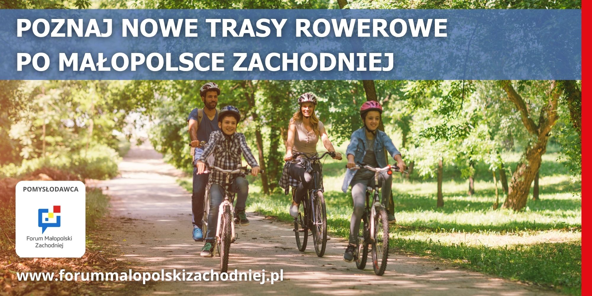 Grafika ze zdjęciem rodziny na rowerach