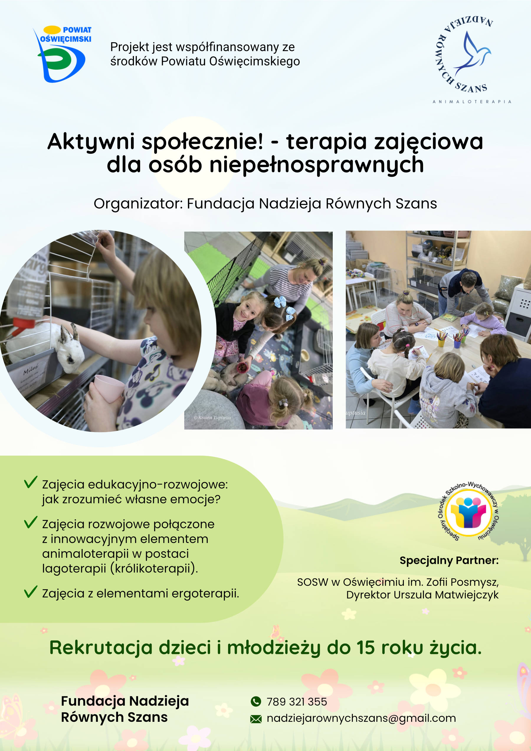 Plakat informujący o korzyściach płynących z uczestnictwa w zadaniu &quot;Aktywnie społecznie!&quot;