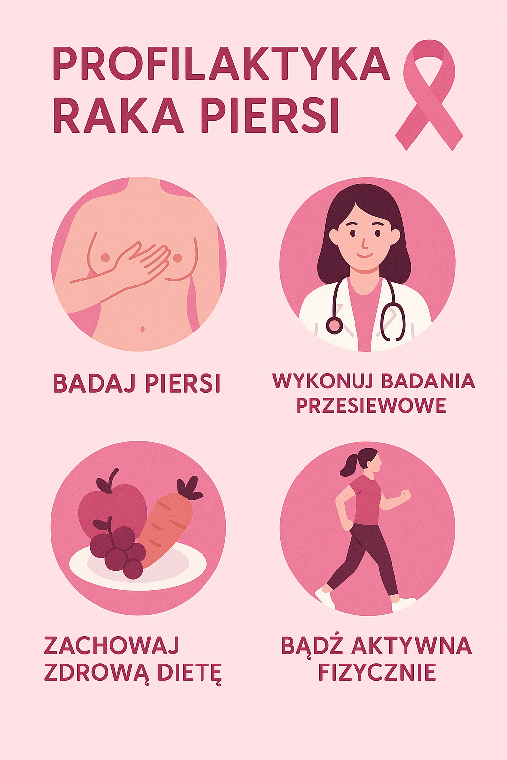 Grafika infromująca jak dbać o swoje piersi