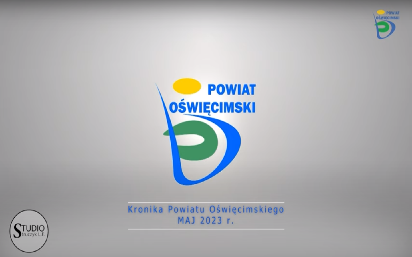 Na szarym tle napis Kronika Powiatu Oświęcimskiego Maj 2023
