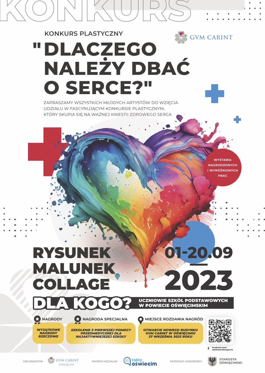 Plakat informujący o konkursie jak dbać o serce