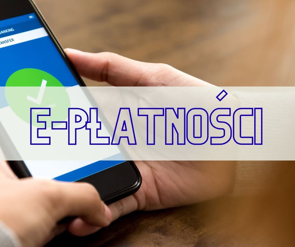 Grafika z napisem e-płatności i w tle komórka
