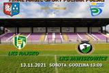 Plakat informujący o finale piłkarskiego pucharu Polski na stadionie Hejnał Kęty. LKS Rajsko przeciwko LKS Jawiszowice. 13 Listopada 2021 roku o 13:00