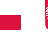 Flaga biało-czerwona i godło Polski.