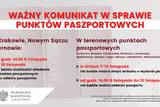 Komunikat w sprawie punktów paszportowych w Małopolsce.