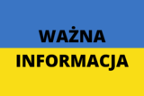Na żółto-niebieskiej fladze Ukrainy czarny napis &quot;Ważna informacja&quot;.