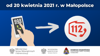 Obraz główny aktualności o tytule Od dnia 20 kwietnia 2021 roku Centrum Powiadamiania Ratunkowego w Krakowie rozpoczęło przejmowanie obsługi numeru alarmowego 998 