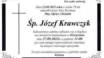 Obraz główny aktualności o tytule Ostatnia ziemska droga śp. Józefa Krawczyka 