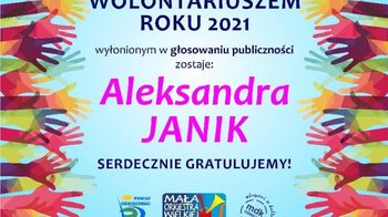 Obraz główny aktualności o tytule Internauci wybrali. Uczennica powiatowego „Konara” Wolontariuszem Roku 2021 