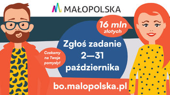 Obraz główny aktualności o tytule Zgłoś projekt do Budżetu Obywatelskiego Województwa Małopolskiego 