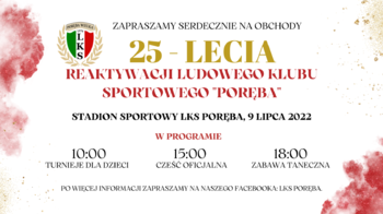 Obraz główny aktualności o tytule Jubileusz 25- lecia reaktywacji LKS Poręba 