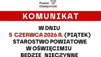 Obraz główny aktualności o tytule 5 czerwca Starostwo będzie nieczynne 