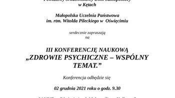 Obraz główny aktualności o tytule „Zdrowie psychiczne – wspólny temat”. Konferencja naukowa w Małopolskiej Uczelni Państwowej 